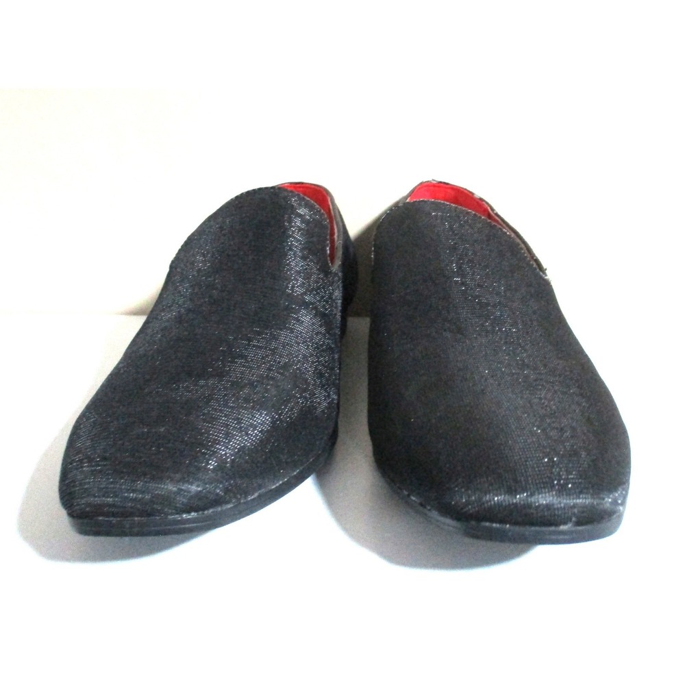 Henry Ferrera Collection Mens Manzi Black Metallic Slip On Loafers Size 9.5